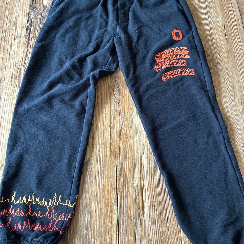 Kids Black Sweatpants with Flame Design